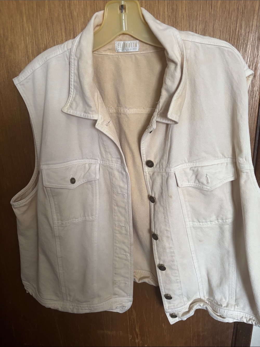 Cream Sleeveless Denim Vest